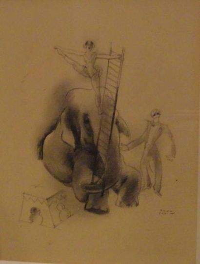 Paul COLIN (1892-1985) 
Le cirque
Dessin au crayon
30,5 x 23,5 cm