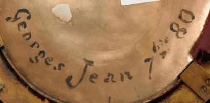 GEORGES JEAN (XIXé-XXé) Plaque circulaire en cuivre à décor émaillé polychrome représentant...