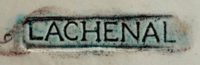Edmond Lachenal (1855-1930) Plat creux circulaire polylobé en faïence émaillée polychrome...