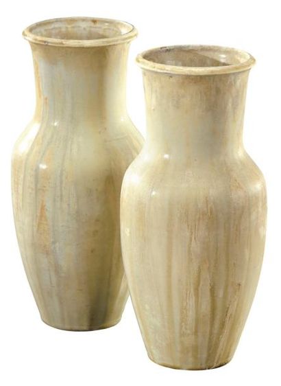 ALEXANDRE BIGOT (1862-1927) Paire de vases en céramique de forme balustre à émail...