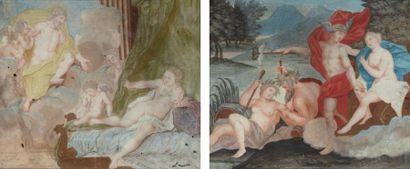 ECOLE FRANCAISE, fin du XVIIIème siècle Zeus et Danaé - Hermès et Aphrodite Paire...