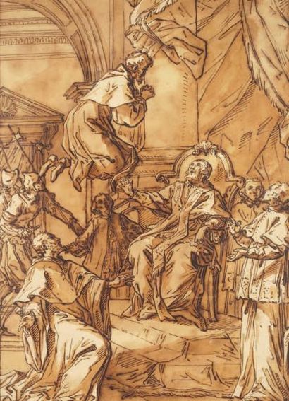 ÉCOLE ITALIENNE DU XVIIIÈME SIÈCLE Saint Joseph de Copertino en lévitation devant...