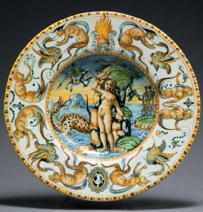 PLAT Céramique D: 27 cm Urbino Deuxième moitié...