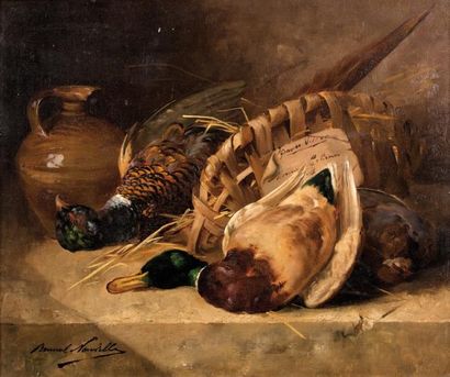 Alfred Arthur BRUNEL DE NEUVILLE (1852-1941) Natures mortes Paire de toiles signées...