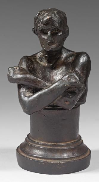 Camille CLAUDEL (1864-1943) Homme aux bras croisés Bronze à patine noire, signée...