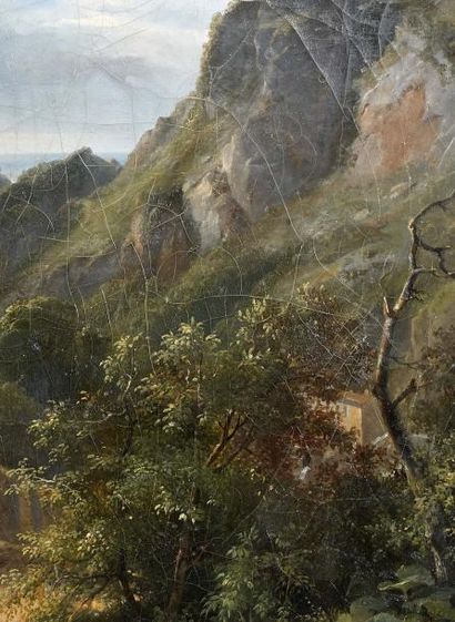 Achille Etna MICHALLON (1796-1822) Conversation dans un paysage, 1822 Huile sur toile,...
