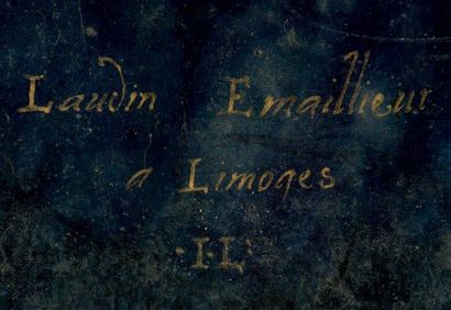 null MARIE MADELEINE Plaque émaillée H: 18 cm - L: 14 cm Limoges - Milieu du XVIIème...