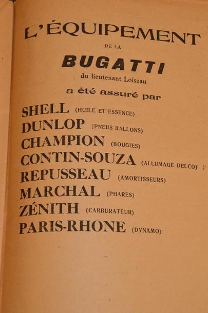 null Bugatti - LIEUTENANT LOISEAU, à cent à l'heure à travers le sahara, 1 vol. in-12...