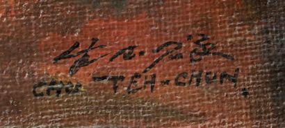 CHU TEH-CHUN (1920) 
Composition
Huile sur toile signée en bas à droite, contresignée...