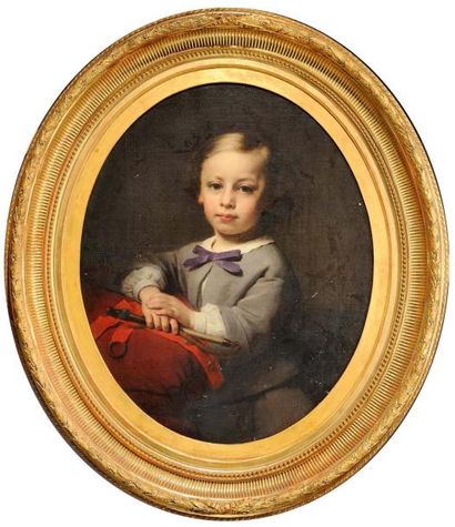 Hippolyte-Dominique HOLFELD (1804-1872) Portrait d'un jeune dessinateur Toile, signée...