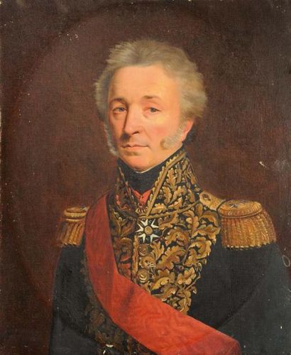 ECOLE FRANCAISE DU XIXème siècle Portrait d'un général Huile sur toile, signée Delannes...