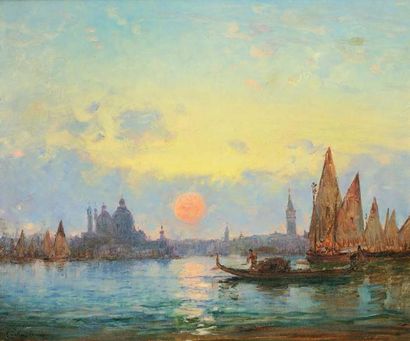 Paul Charles Emmanuel GALLARD-LEPINAY (1842-1885) La baie de Venise Huile sur toile,...