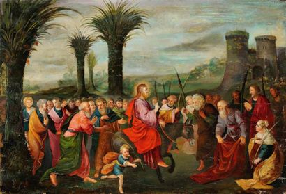 Cornelis DE BAELLIEUR - entourage de (1642-1687) Jésus rentrant dans Jerusalem Huile...