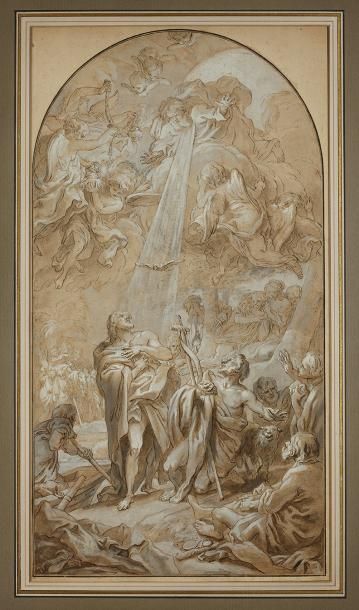 Giovanni Gioseffo dal SOLE (Bologne, 1654-1719) La Baptême du Christ Plume, encre...