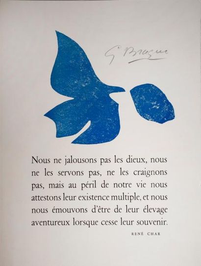CHAR, René «Nous ne jalousons pas les Dieux...» PAB. 1 feuillet in-folio. Poème de...