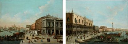 Attribué à Giovianni MIGLIARA (1785-1837) Venise le Palais des Doges et le quai des...