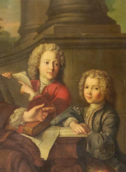 Attribué à Jean-Baptiste van LOO (1784-1745) Portrait présumé du duc du Maine, Mademoiselle...