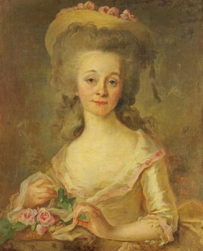 Attribué à Johan Heinrich Ernst HEINSIUS (1710 - 1812) Portrait de jeune fille à...