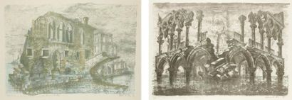 Ludovico de LUIGI Vues de Venise Deux lithographies n° 45/75 en bas à gauche et 46/75...