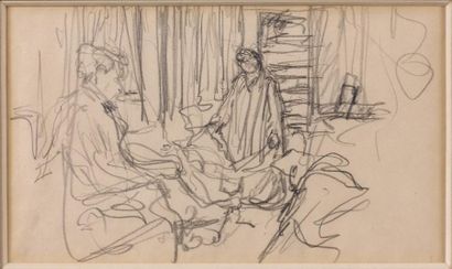 Attribué à Edouard VUILLARD (1868-1940) Esquisse « scène animée » Crayon, marqué...