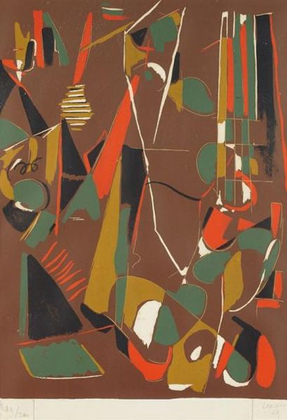 André LANSKOY (1902-1976) Composition Lithographie numérotée 297/ 300, contresignée...