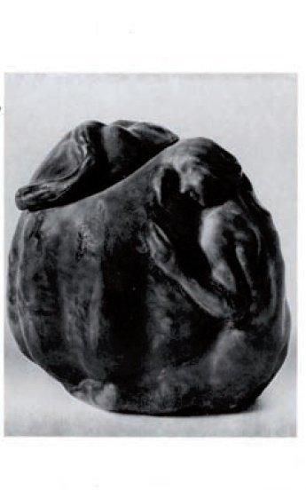 Rupert CARABIN (1862-1932) Rare boîte couverte en forme de cucurbitacé en grès émaillé...