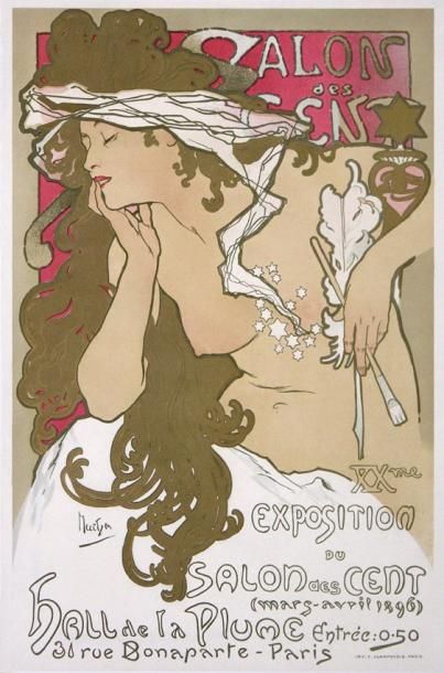 ALFONSE MARIA MUCHA (1860-1939) «XXème Exposition du Salon des Cent» Rare affiche...
