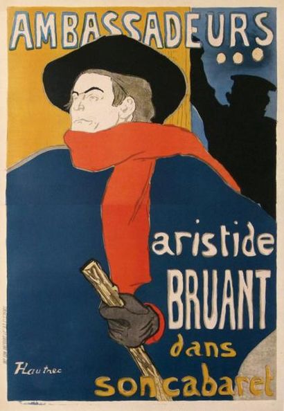 Henri de TOULOUSE LAUTREC (1864-1901) «Ambassadeurs-Aristide Bruant dans son cabaret»...