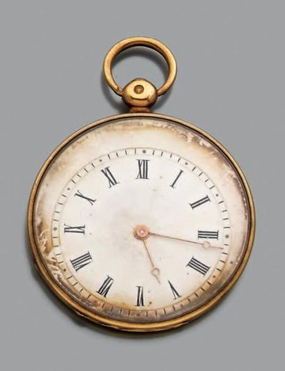 CHARLES HOUDIN & Fils Vers 1850 N°59992 Montre de col en or 18K. Cadran argenté,...