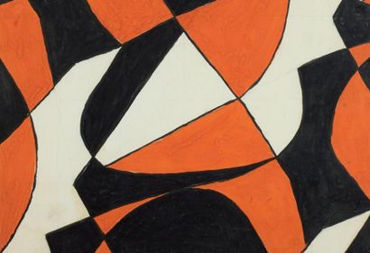Serge POLIAKOFF (1906-1969) Composition en rouge, noir et blanc Maquette de tissus,...