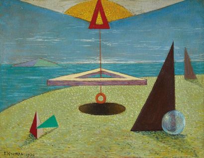 FREDERICO KROMKA (1890-1942) Composition géométrique, 1936 Huile sur carton, signée...