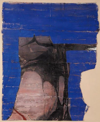 Jean-Charles BLAIS (Né en 1956) Composition à fond bleu, circa 1989 Technique mixte...