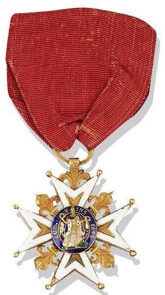 null Ordre de Saint Louis. Croix de chevalier (36x41mm) en or et émaux, époque Louis...