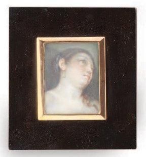 Ecole française du 19ème siècle Portrait de jeune femme en buste dénudée, vers la...