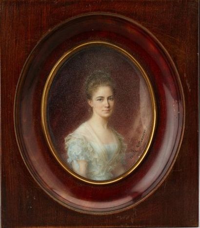 Cécile VILLENEUVE École française premier tiers du 19ème siècle Portrait de femme...