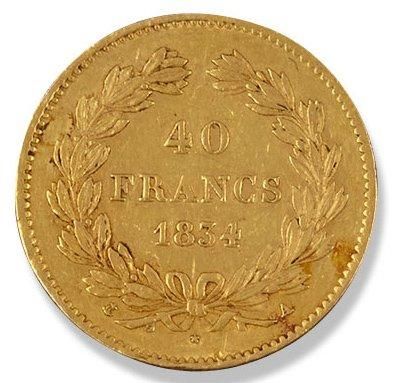 null France Louis Philippe (1830-1848). 40 francs laurée, 1834 Paris. TTB