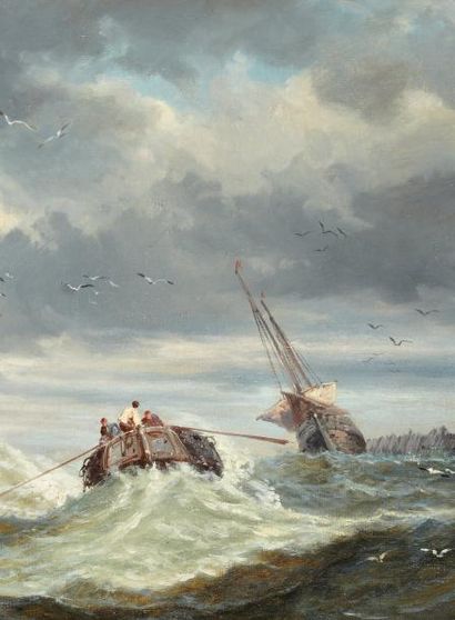 J. MAZZELLA (XIXème -XXème siècle) Marine, 1877 Huile sur toile, signée et datée...