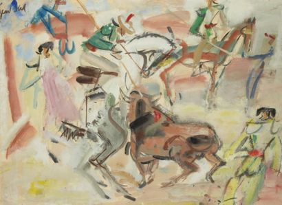 GEN PAUL (1895-1975) Corrida Gouache, signée en haut à gauche 45 x 62.5 cm à vue