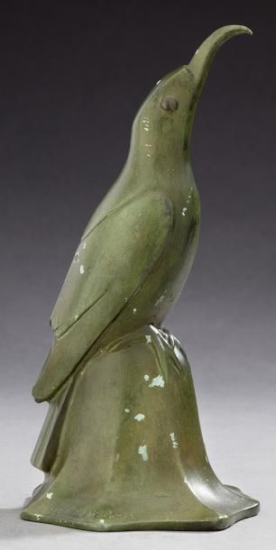 Édouard-Marcel SANDOZ (1881-1971) «Oiseau bleu n°1 Tête levée» Sculpture en bronze...