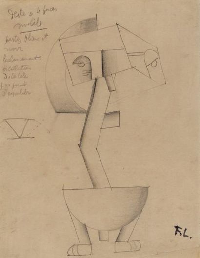 Fernand LÉGER (1881-1955) Déité à quatre faces mobile Dessin au crayon sur papier,...