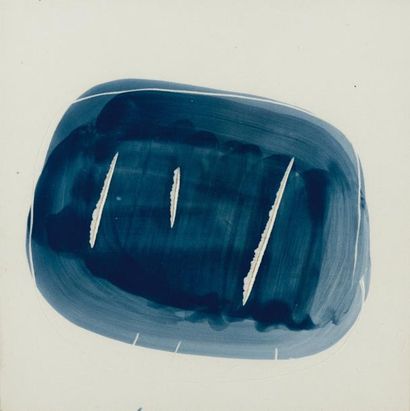 Lucio FONTANA (1899-1968) Concetto spaziale, 1959 Aquarelle et huile bleue sur papier....