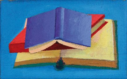 SALVO (né en 1947) 3 Libri Huile sur toile. Signée et titrée au dos. 26 x 40 cm