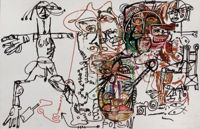 Michel MACRÉAU (1935-1995) Poison Huile sur toile. Titrée en bas au centre. 151 x...