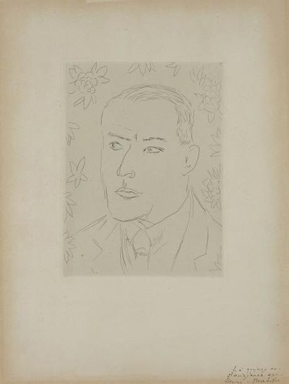 Henri MATISSE (1869- 1954) M.S. PRICHARD 1914 Lithographie signée et annotée en bas...