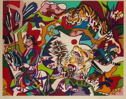 Charles LAPICQUE (1898-1988) Le tigre dans la jungle Lithographie n° 24/300, contresignée...