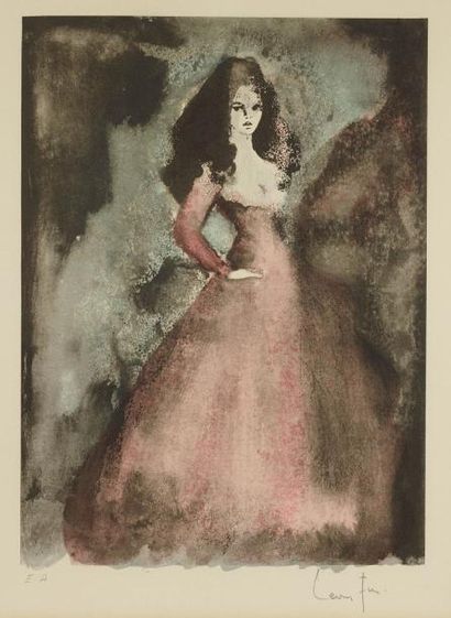 LÉONOR FINI (1908- 1996) ESPAGNOLE. 39,7 x 29, 5 cm. Lithographie en couleurs. Epreuve...