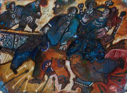 Théo TOBIASSE (1927- 2012) Famille de l'artiste, couleur de Sinaï Technique mixte,...