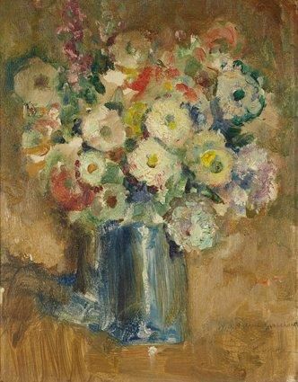 José CRUZ HERRERA (1890-1972) Bouquet de fleurs Huile sur toile marouflée sur carton,...