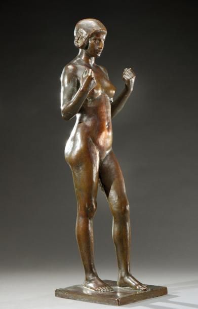 CHARLES BIGONET (1877-1931) Importante sculpture en bronze à patine brune nuancée...