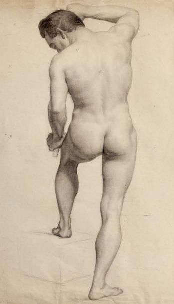 Louis JANMOT (1814-1892) Académie d'homme Fusain 58 x 33 cm